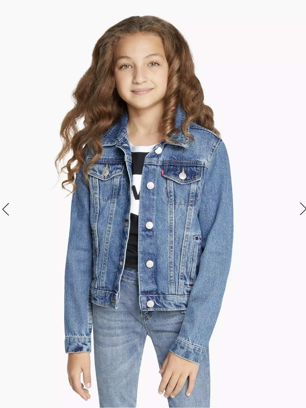 Levi's Girls' XL 14-16 Denim Trucker Jacket Blue Jean Jacket 100% Cotton